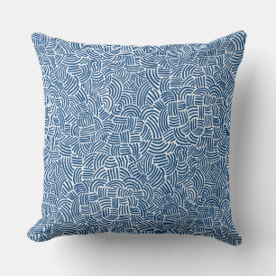 Abstract 200923 - Shibori Blue on White Throw Pillow