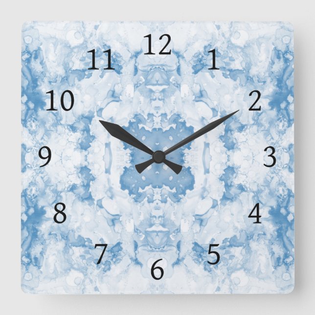 Abstract 20 Blue Square Wall Clock (Front)