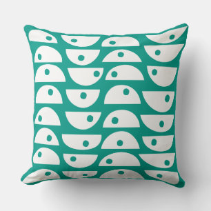 Abstract 220816 - White on #009a88 Green Blue Throw Pillow