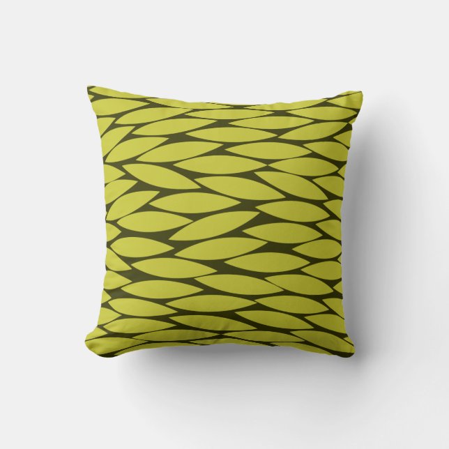Abstract 250713 - Banana Yellow on Deep Olive Throw Pillow (Front)