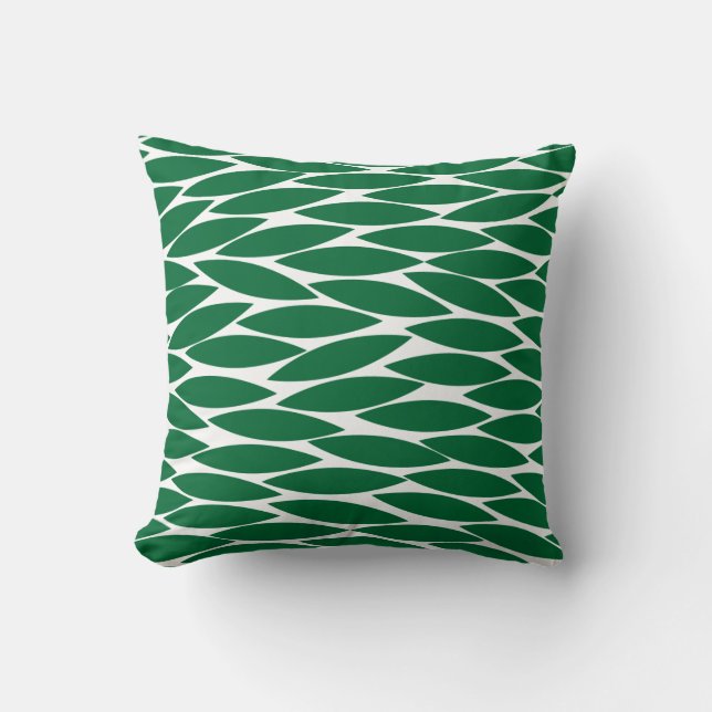 Abstract 250713 - Forest Green on White Throw Pillow (Front)
