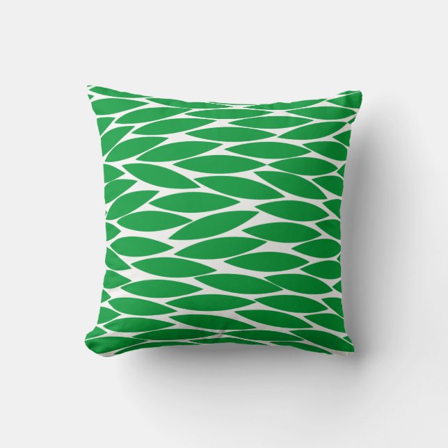 Abstract 250713 - Grass Green on White Throw Pillow (Front)