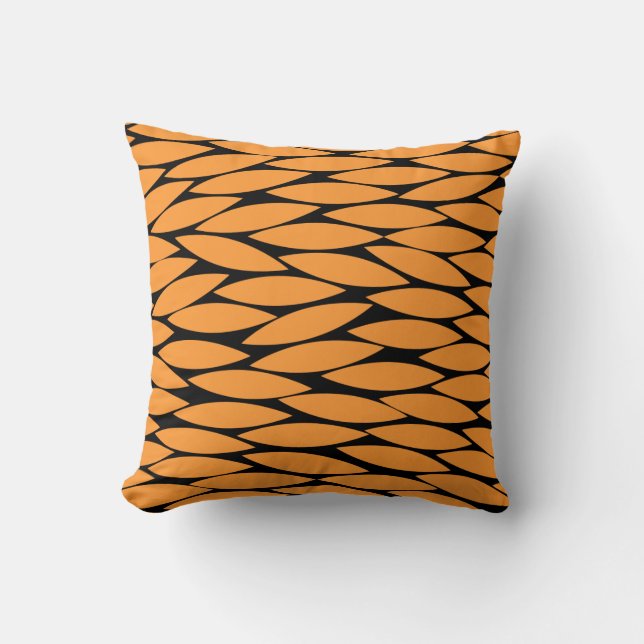 Abstract 250713 - Light Orange on Black Throw Pillow (Front)