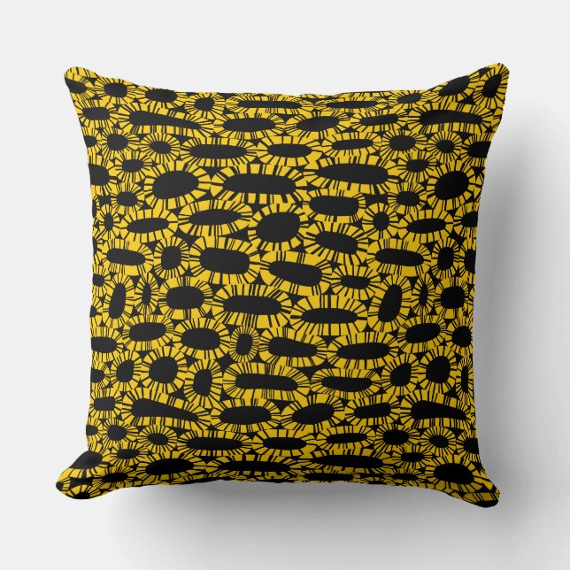 Abstract 250923 - Amber on Black Throw Pillow (Front)