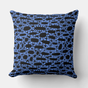 Abstract 250923 - Baby Blue on Black Throw Pillow