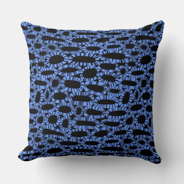 Abstract 250923 - Baby Blue on Black Throw Pillow (Front)