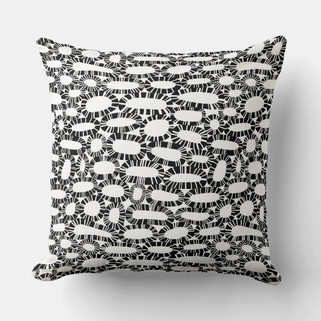 Abstract 250923 - Black on White Throw Pillow (Front)