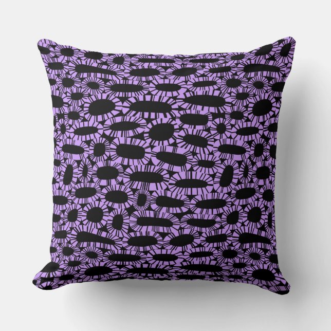 Abstract 250923 - Easter Purple on Black Throw Pillow (Front)