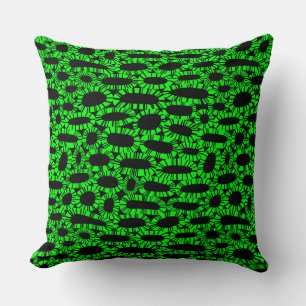 Abstract 250923 - Green on Black Throw Pillow