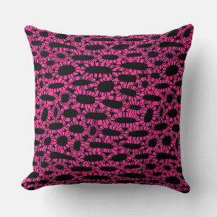 Abstract 250923 - Hot Pink on Black Throw Pillow
