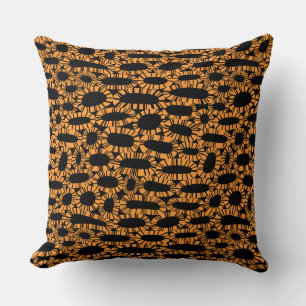 Abstract 250923 - Light Orange on Black Throw Pillow