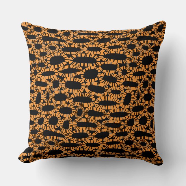 Abstract 250923 - Light Orange on Black Throw Pillow (Front)