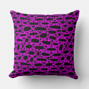 Abstract 250923 - Magenta on Black Throw Pillow
