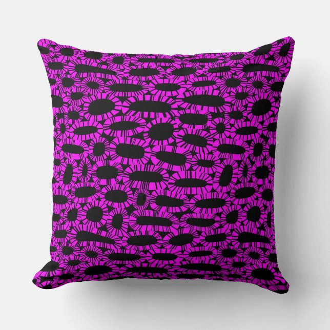 Abstract 250923 - Magenta on Black Throw Pillow (Front)