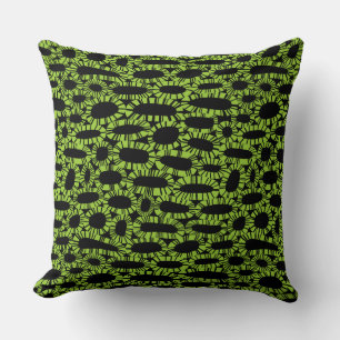 Abstract 250923 - Martian Green on Black Throw Pillow