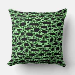 Abstract 250923 - Mint Green on Black Throw Pillow