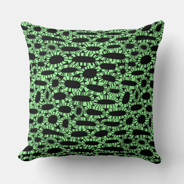 Abstract 250923 - Mint Green on Black Throw Pillow (Front)
