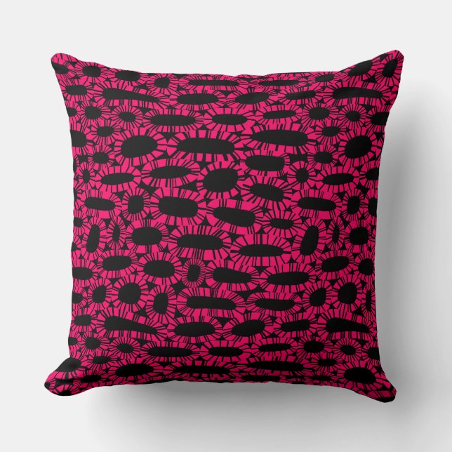Abstract 250923 - Neon Red on Black Throw Pillow (Front)