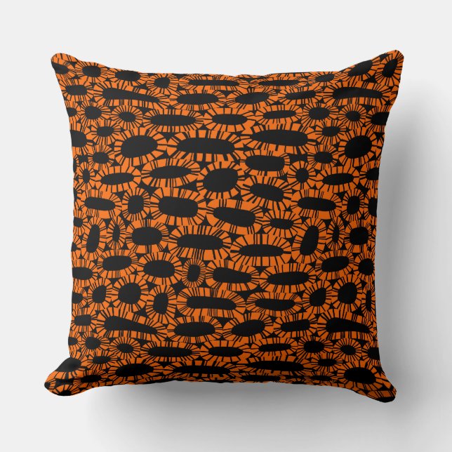 Abstract 250923 - Orange on Black Throw Pillow (Front)