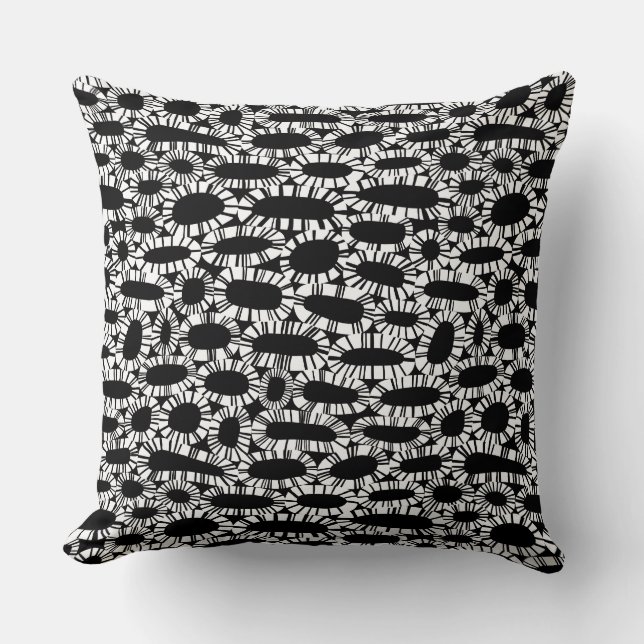 Abstract 250923 - White on Black Throw Pillow (Front)