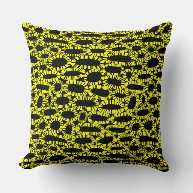 Abstract 250923 - Yellow on Black Throw Pillow (Front)