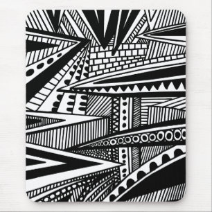 Abstract 25 - Black and White Mouse Pad