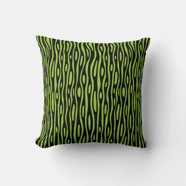 Abstract 280314 - Black on Martian Green Throw Pillow (Front)