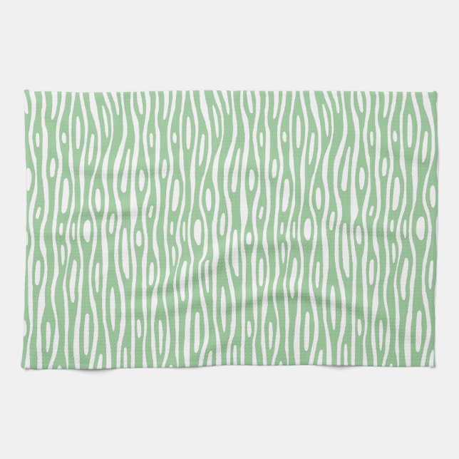 Abstract 280314 - Faded Green on White Kitchen Towel (Horizontal)