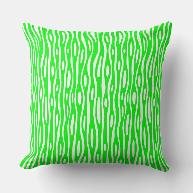 Abstract 280314 - Green on White Throw Pillow (Front)