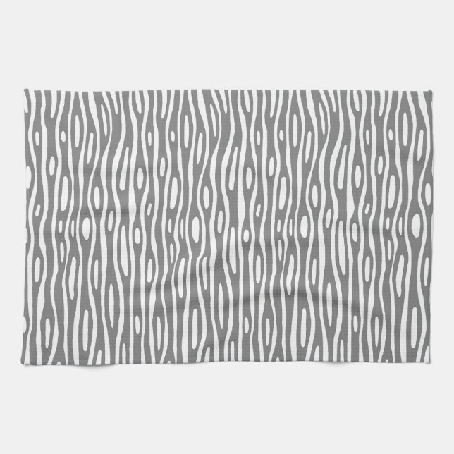 Abstract 280314 - Grey on White Kitchen Towel (Horizontal)