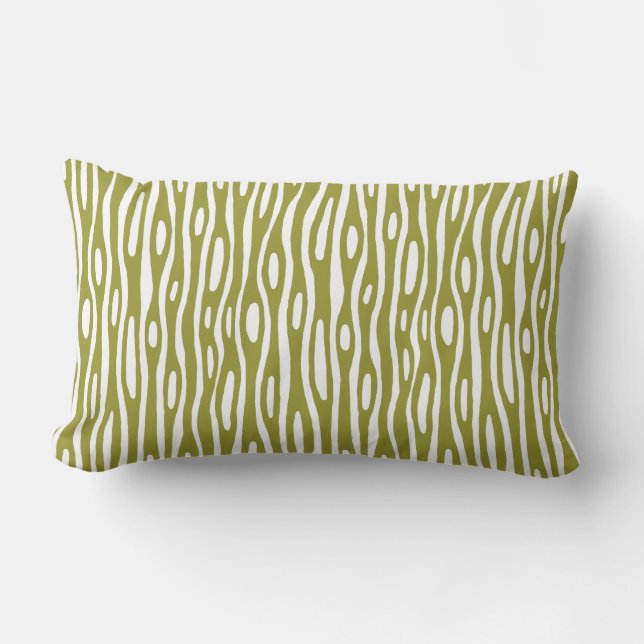Abstract 280314 - Olive Green on White Lumbar Pillow (Front)