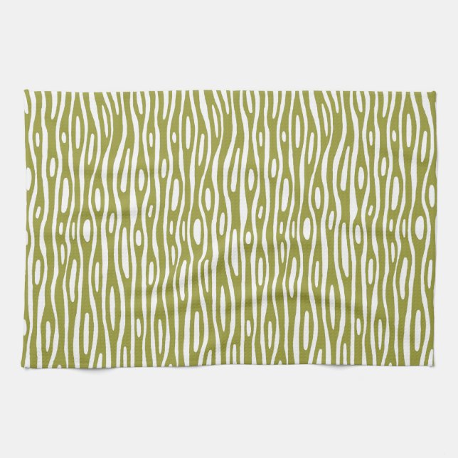 Abstract 280314 - Olive on White Kitchen Towel (Horizontal)