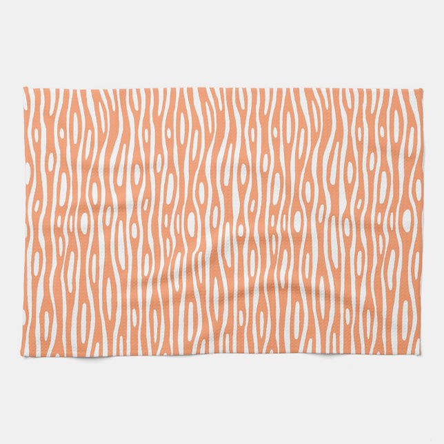 Abstract 280314 - Peach on White Kitchen Towel (Horizontal)
