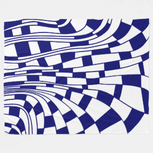 Abstract 290417 - Dark Blue on White Fleece Blanket