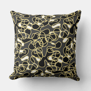 Abstract 290523 Black, Amber and White Throw Pillow