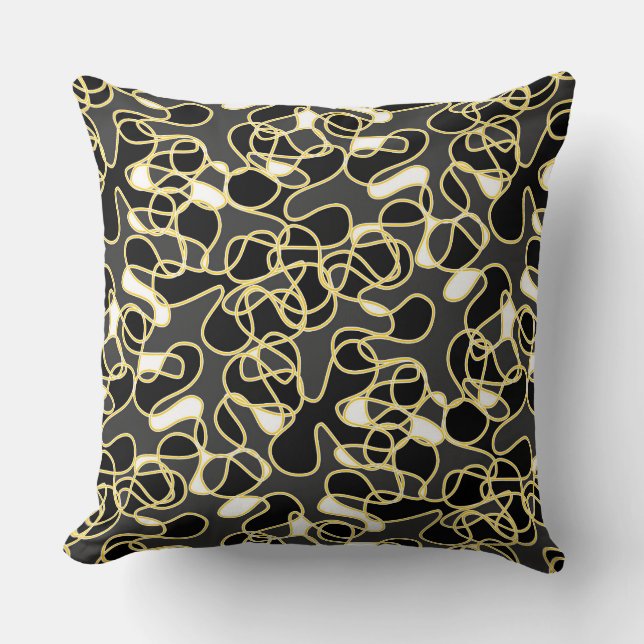 Abstract 290523 Black, Amber and White Throw Pillow (Front)