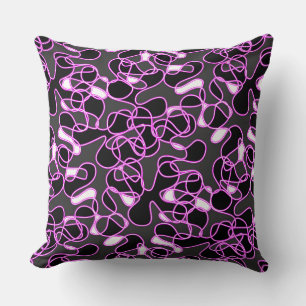 Abstract 290523 Black, Magenta and White Throw Pillow