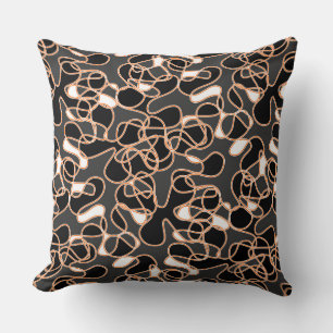 Abstract 290523 Black, Orange and White Throw Pillow