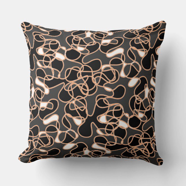 Abstract 290523 Black, Orange and White Throw Pillow (Front)