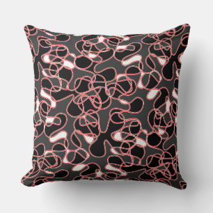 Abstract 290523 Black, Red and White Throw Pillow
