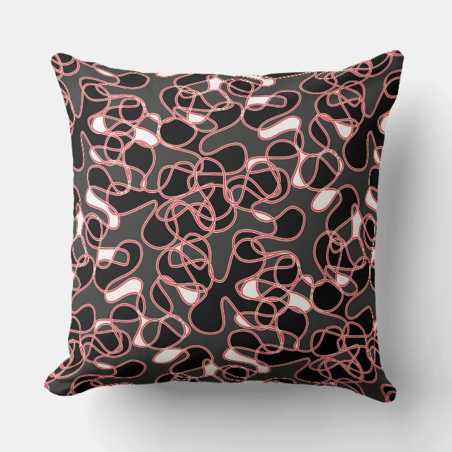 Abstract 290523 Black, Red and White Throw Pillow (Front)