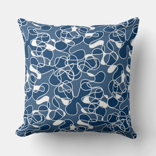 Abstract 290523 Shibori Blue and White Throw Pillow (Front)
