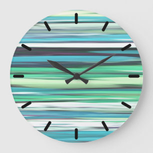 Abstract #2: Aqua blue green blur Large Clock