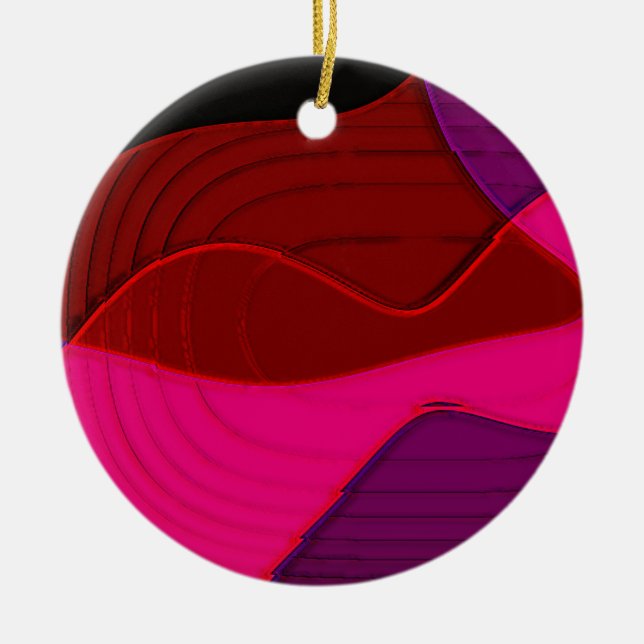 Abstract 328 - Purple Red Pink Ceramic Ornament (Front)