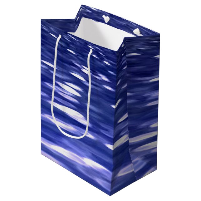 Abstract #3: Blue shimmer Medium Gift Bag (Front Angled)