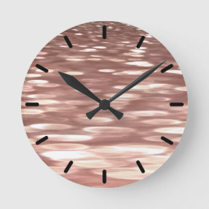 Abstract #3: Copper Rose Gold shimmer Round Clock