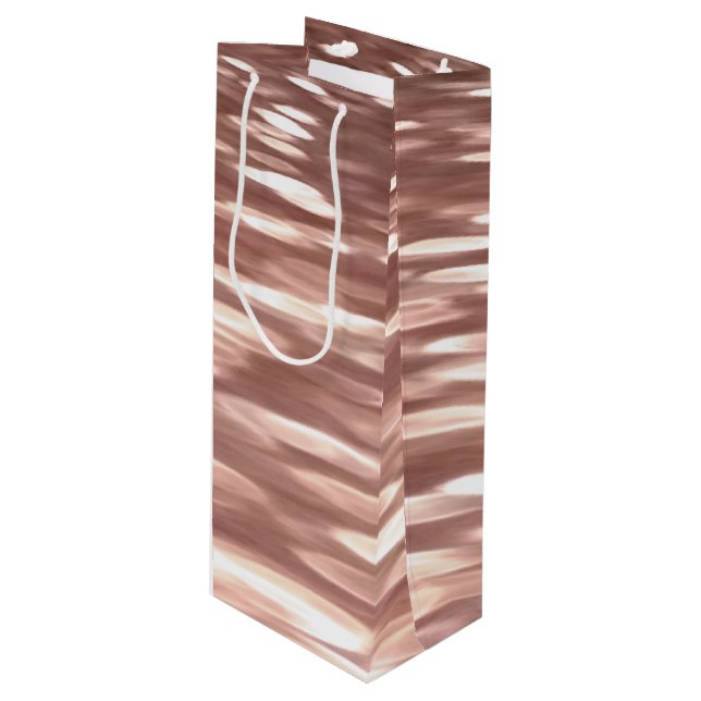 Abstract #3: Copper Rose Gold shimmer Wine Gift Bag (Front Angled)