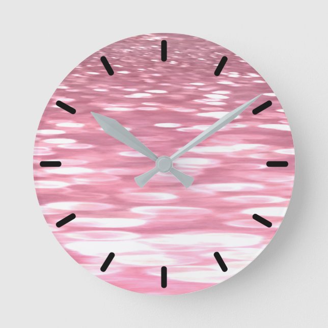 Abstract #3: Pink shimmer Round Clock (Front)
