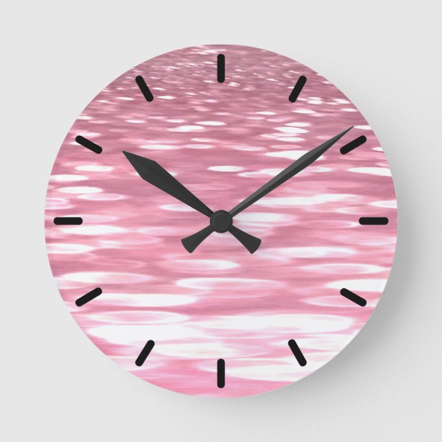 Abstract #3: Pink shimmer Round Clock (Front)