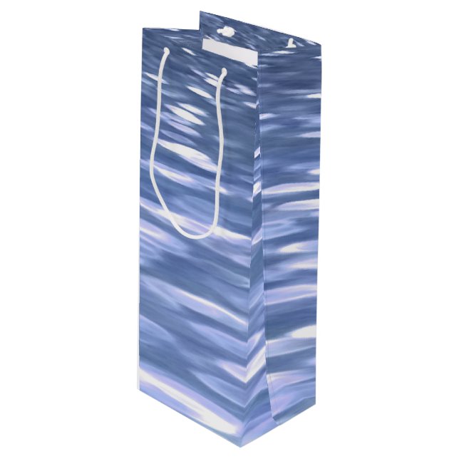 Abstract #3: Powder blue shimmer Wine Gift Bag (Front Angled)